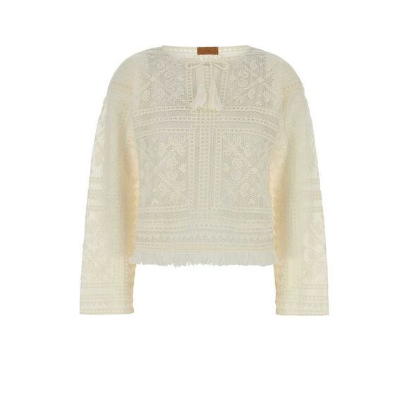 Alanui Women White Crochet Kiss By The Book Sweater